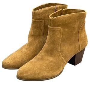 Sole Society Tan Brown Suede Leather Western Side Zip Ankle Bootie Women 11B/41